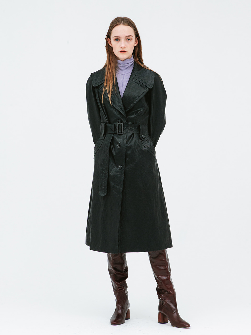 [균일가/교환반품불가]Black Leather Single Coat