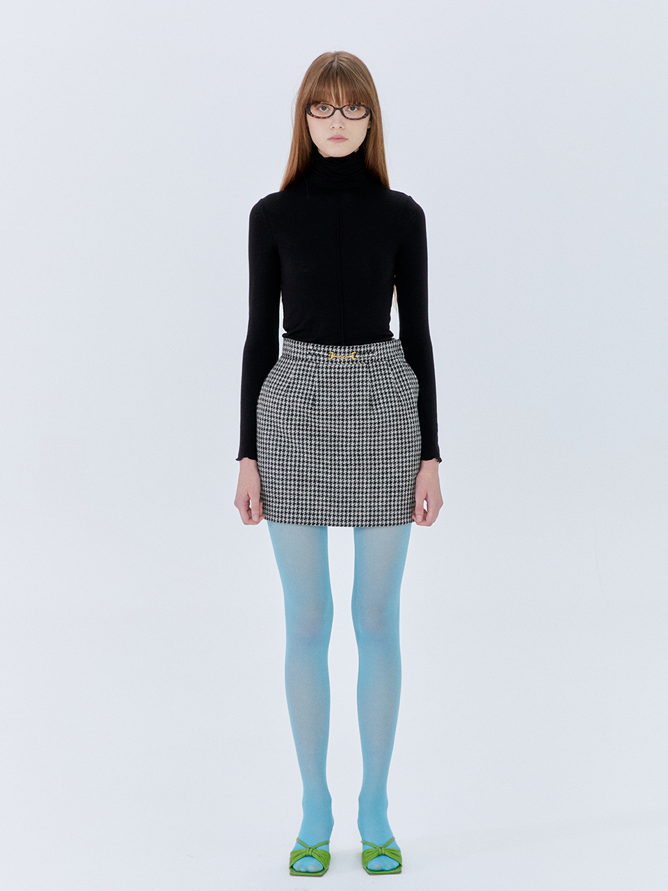 [30%OFF]Gold Chain Skirt in Houndtooth